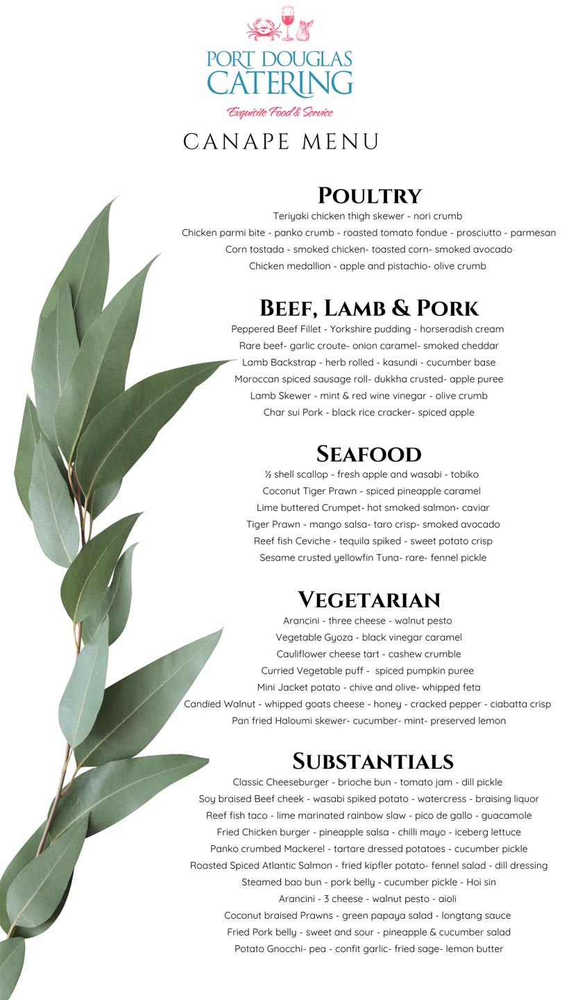 Canape menu example 2024